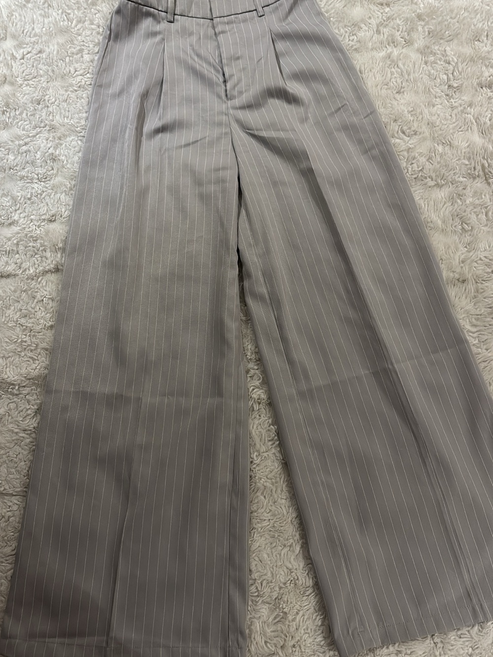 SHEIN Gray Pinstripe Wide Leg Pants